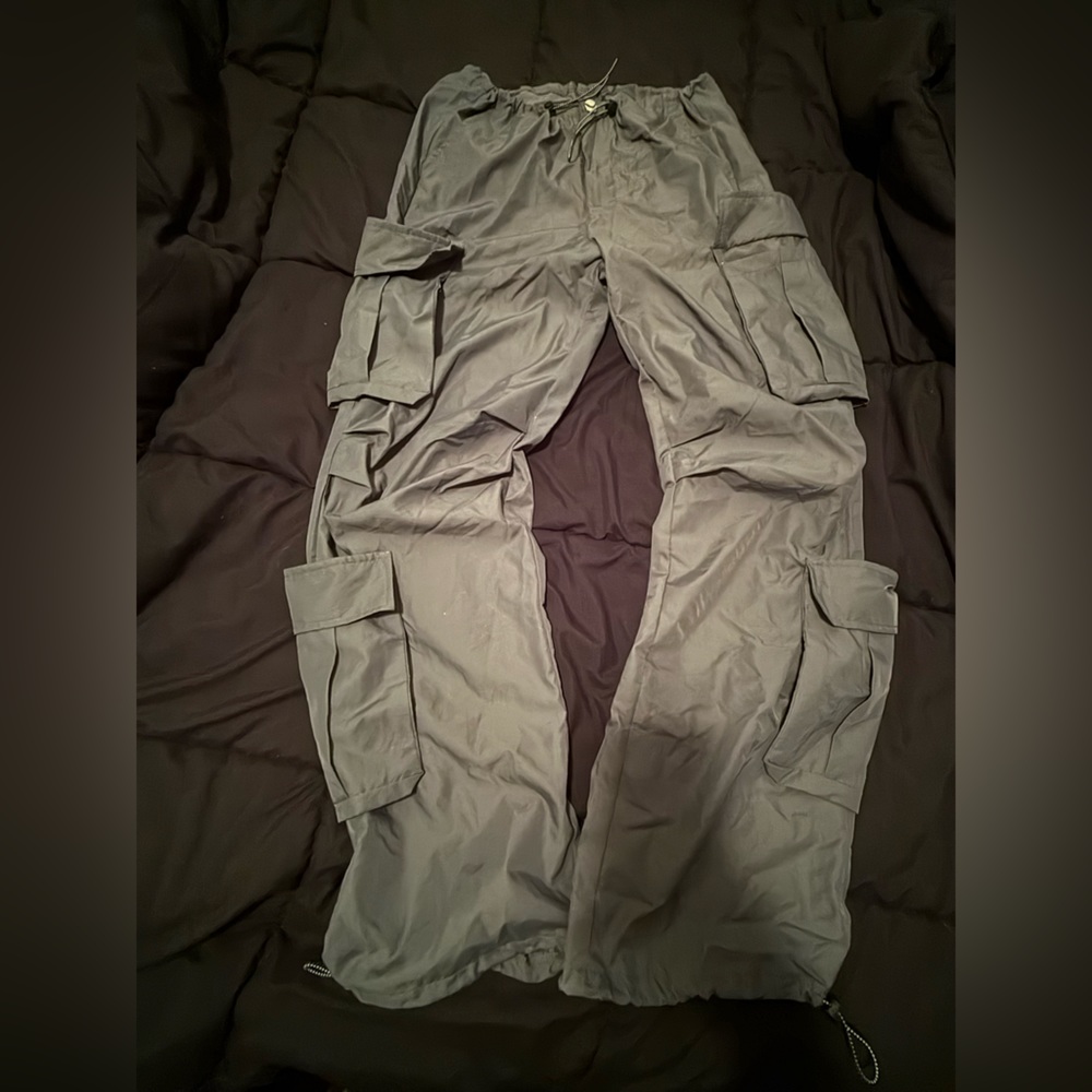 3 Polyester Cargo Pants Bundle! Grey, Brown, Black.
